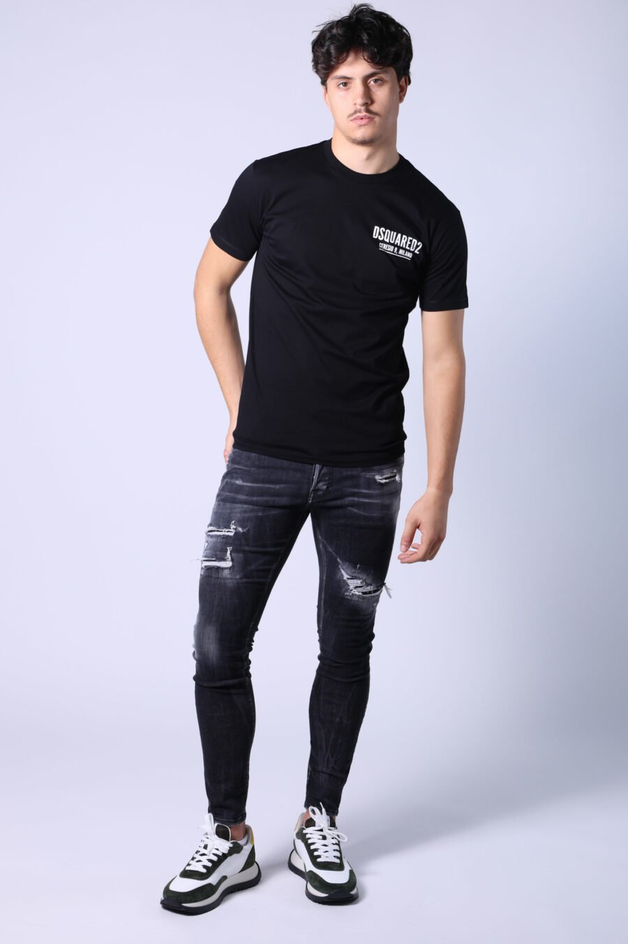 T-shirt preta com pequeno logótipo ceresio 9 - Untitled Catalog 05318