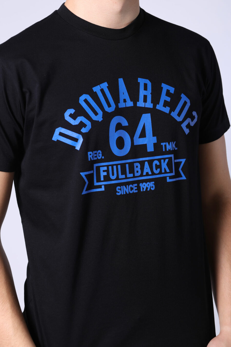 T-shirt noir avec logo maxi "college" bleu - Untitled Catalog 05350