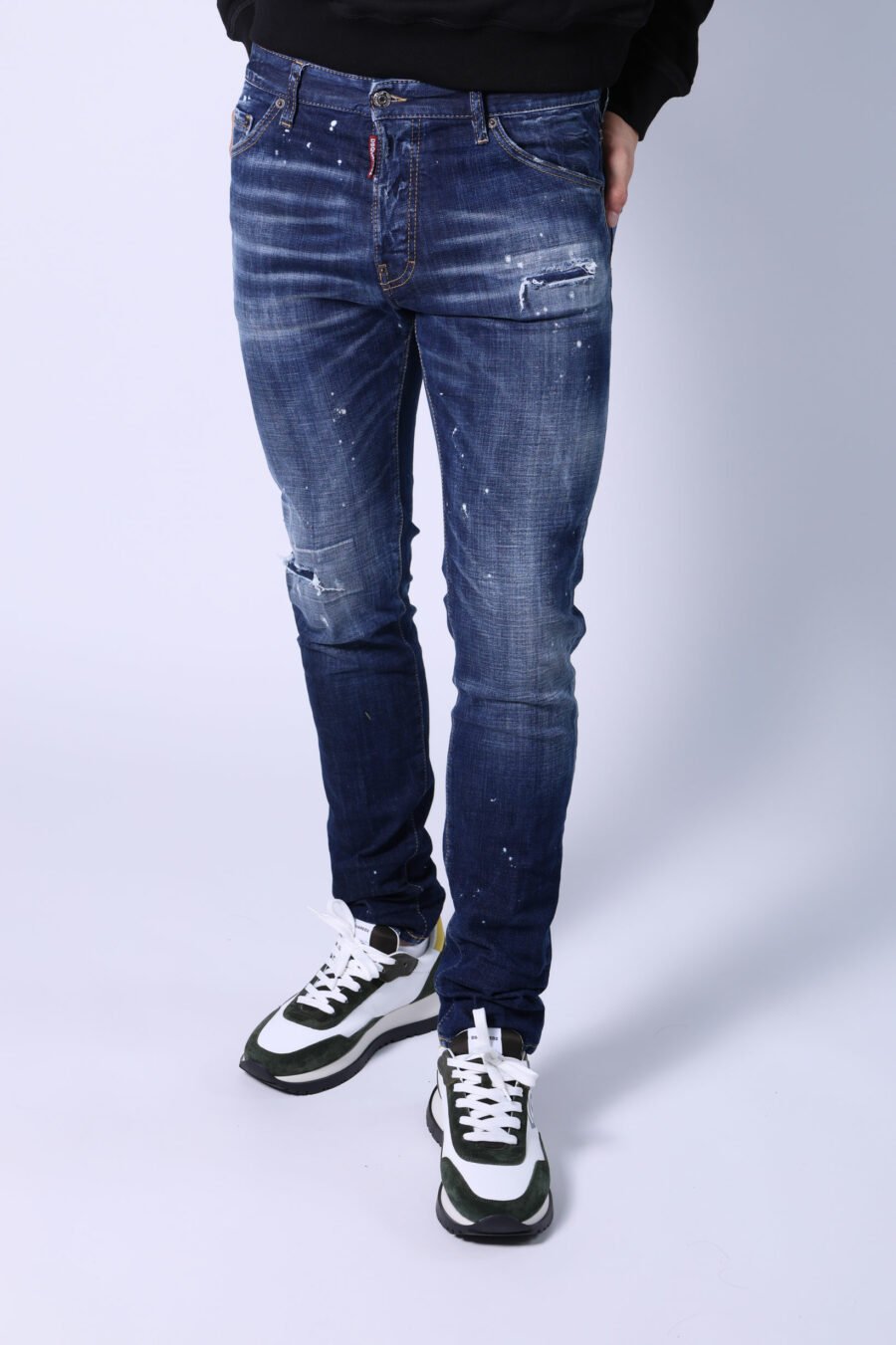 Blue "cool guy jean" jeans with paint and frayed - Untitled Catalog 05412