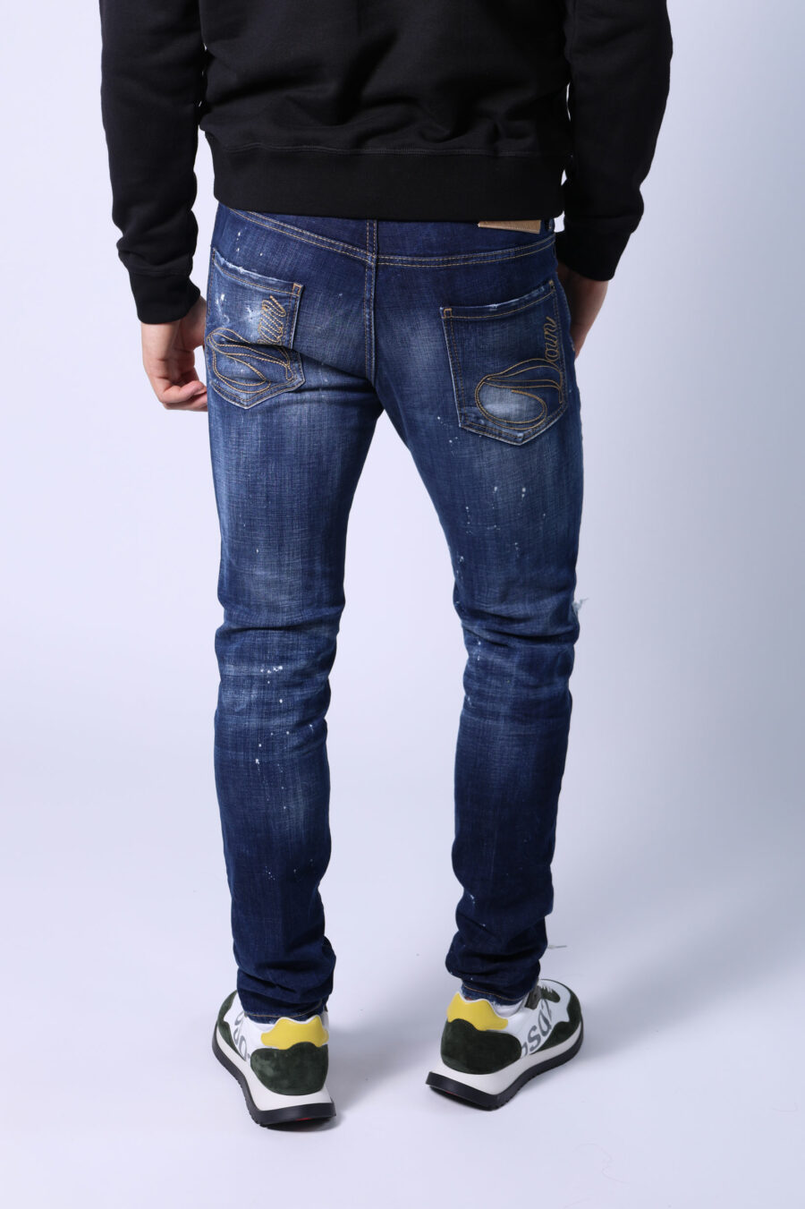 Blue "cool guy jean" jeans with paint and frayed - Untitled Catalog 05414