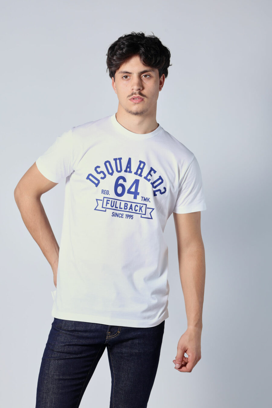 T-shirt branca com logótipo maxi "college" azul - Untitled Catalog 05652