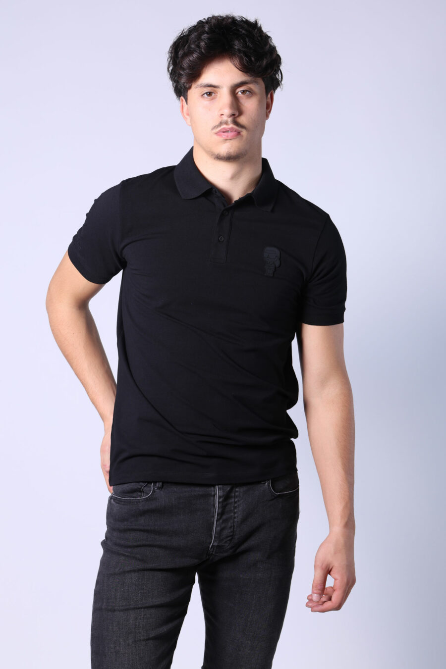 Black polo shirt with monochrome mini-logo - Untitled Catalog 05716