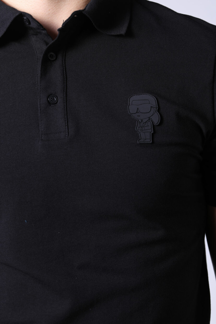 Black polo shirt with monochrome mini-logo - Untitled Catalog 05717