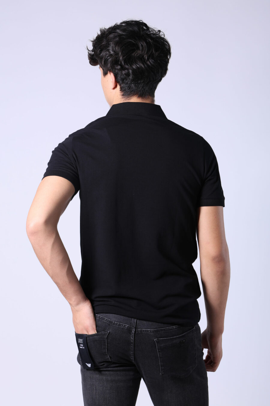 Black polo shirt with monochrome mini-logo - Untitled Catalog 05718