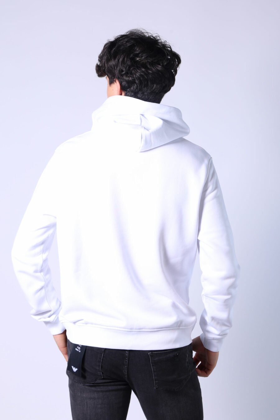 White hooded sweatshirt with monochrome rubber mini logo - Untitled Catalog 05738