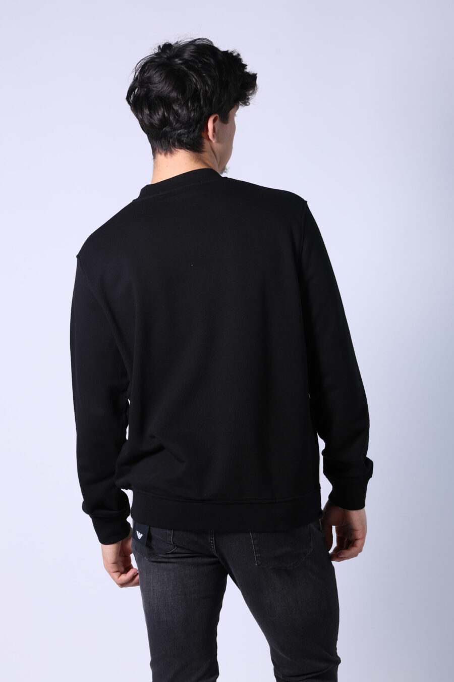 Black sweatshirt with multicoloured "karl silhouette" maxilogue - Untitled Catalog 05746