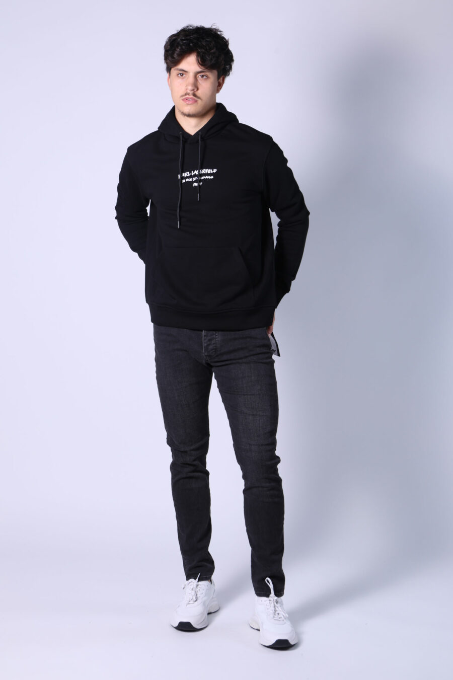 Black hooded sweatshirt with logo "rue st guillaume" - Untitled Catalog 05747