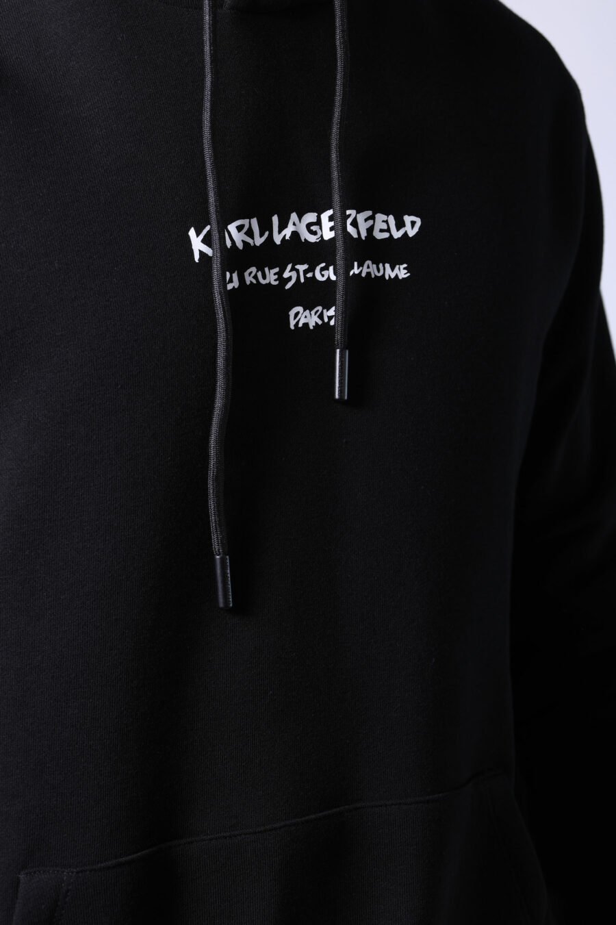 Black hooded sweatshirt with logo "rue st guillaume" - Untitled Catalog 05749