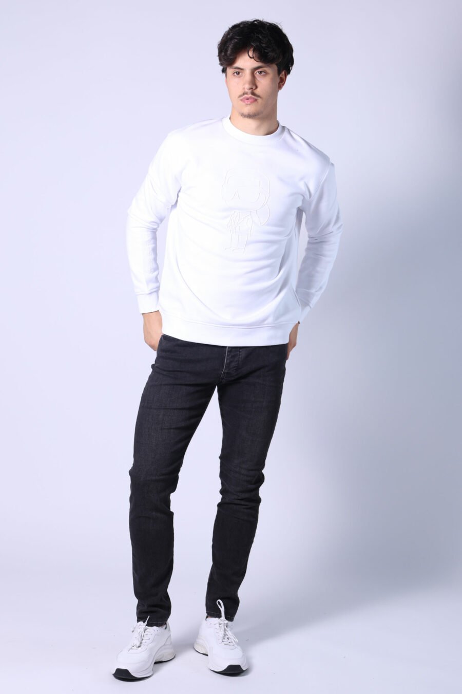 Weißes Sweatshirt mit Gummi monochromen maxilogue - Untitled Katalog 05751