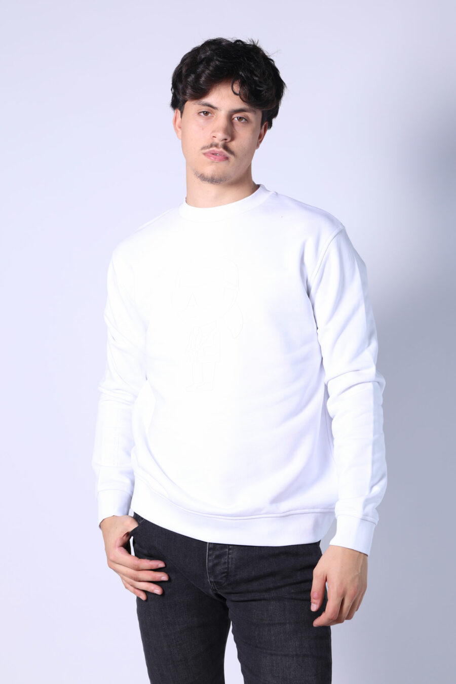 Weißes Sweatshirt mit einfarbigem Gummi-Maxi-Logo - Untitled Catalog 05752
