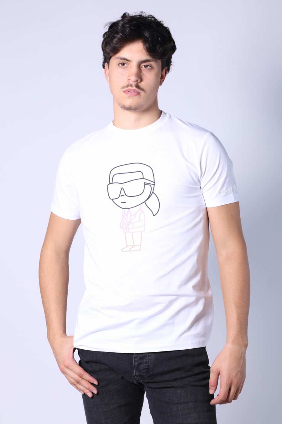 Camiseta blanca con maxilogo "karl silueta" multicolor - Untitled Catalog 05756