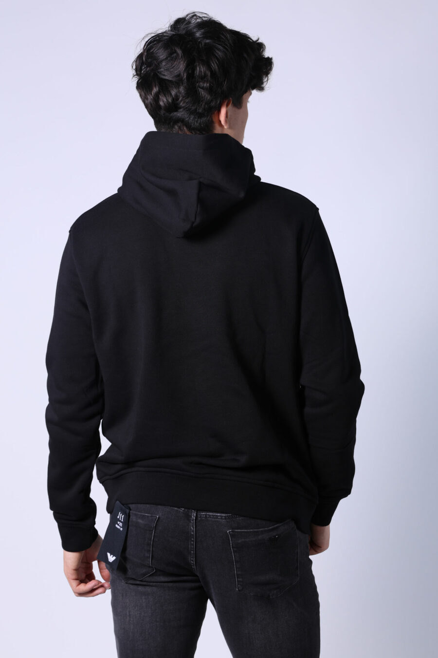 Black hooded sweatshirt with monochrome rubber mini-logo - Untitled Catalog 05770 1