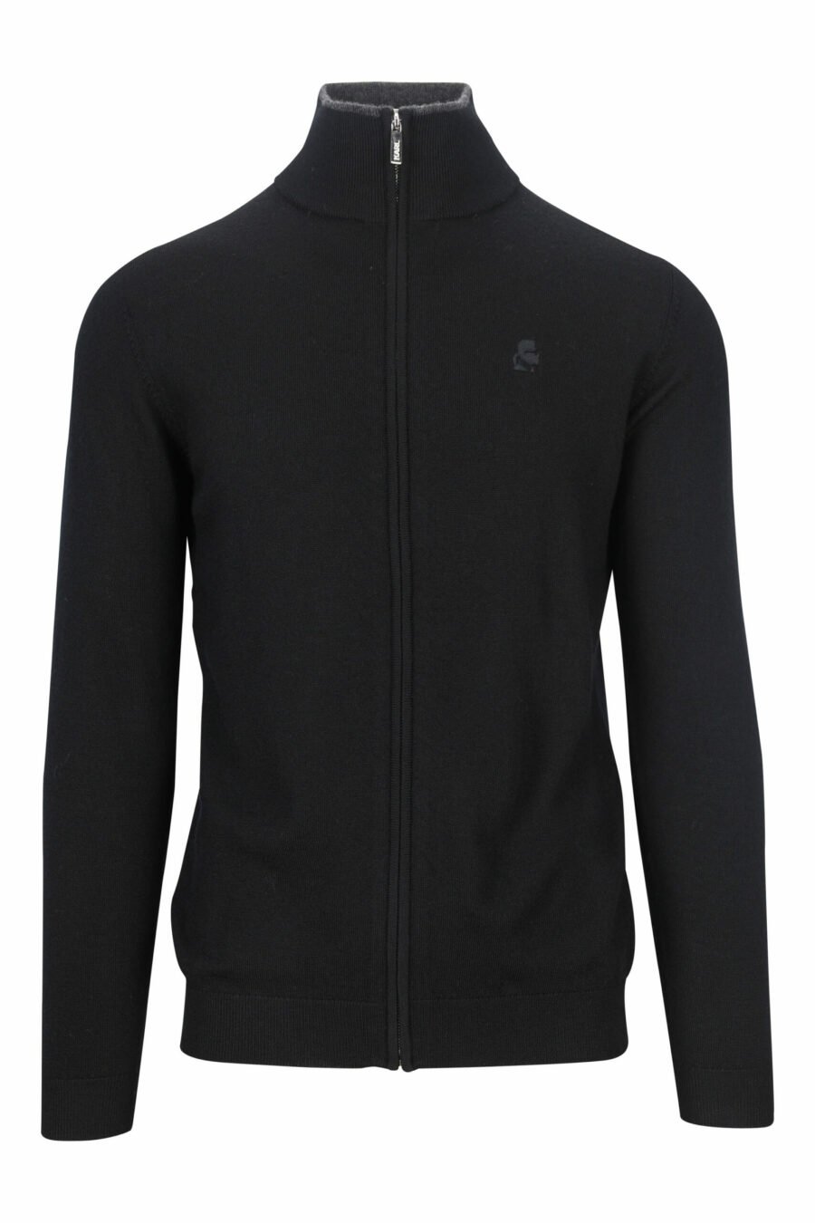 Schwarzes Sweatshirt mit Reißverschluss und monochromem Minilogo - 4062226635752 skaliert