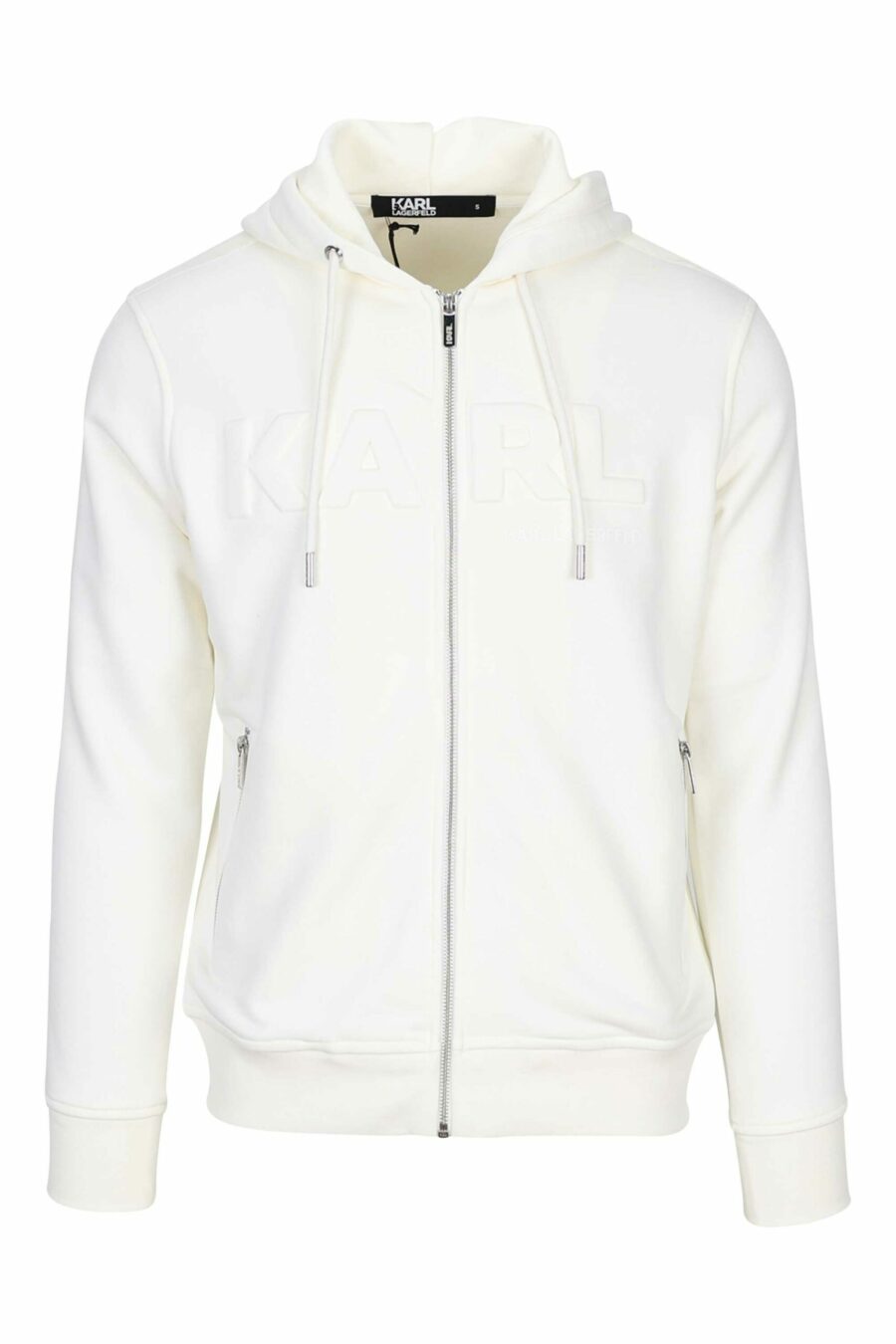 Beige hooded sweatshirt with zip and minilogue - 4062226650304 1 scaled