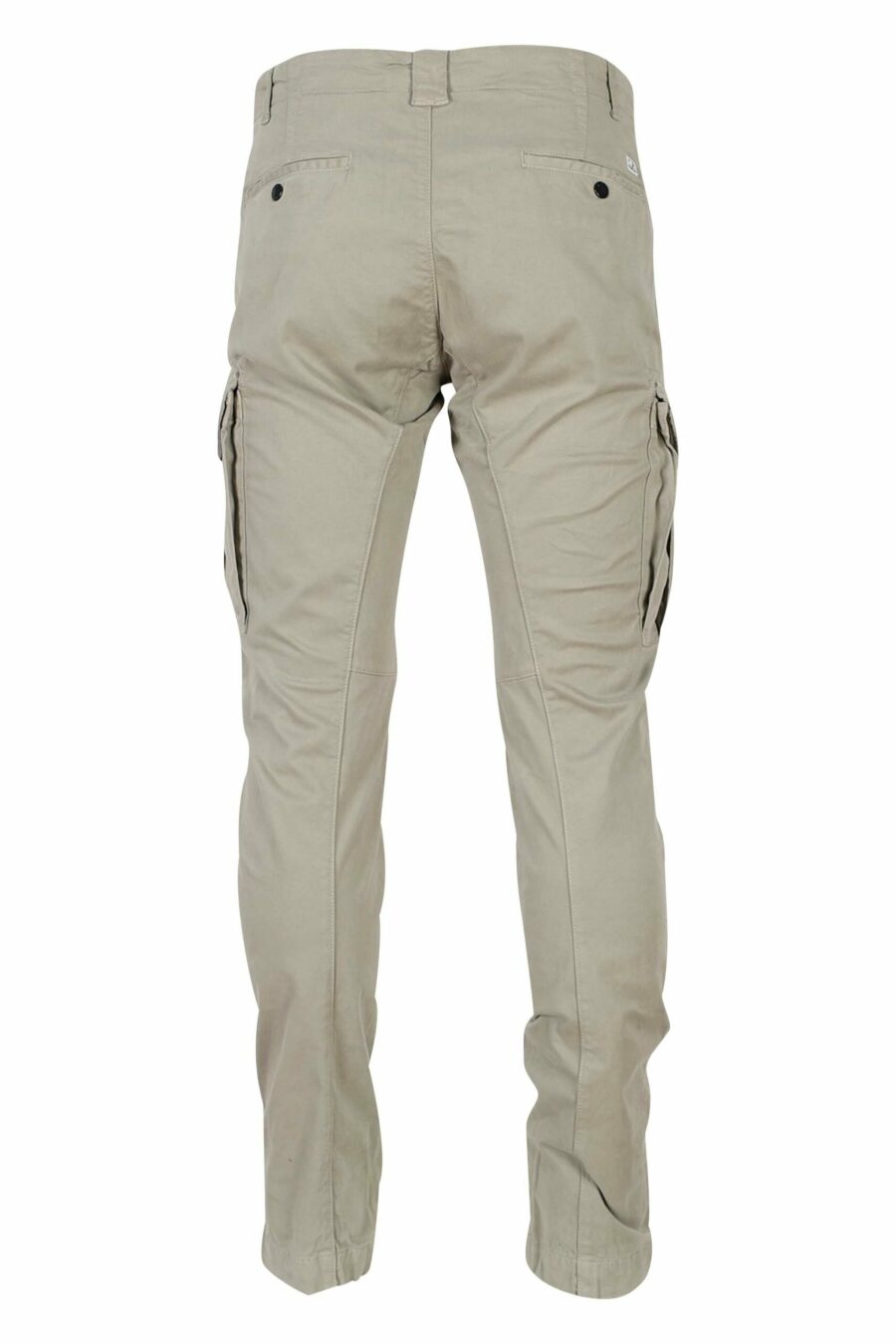 Pantalon cargo beige en satin stretch et logo lens - 7620943595307 2 1 scaled