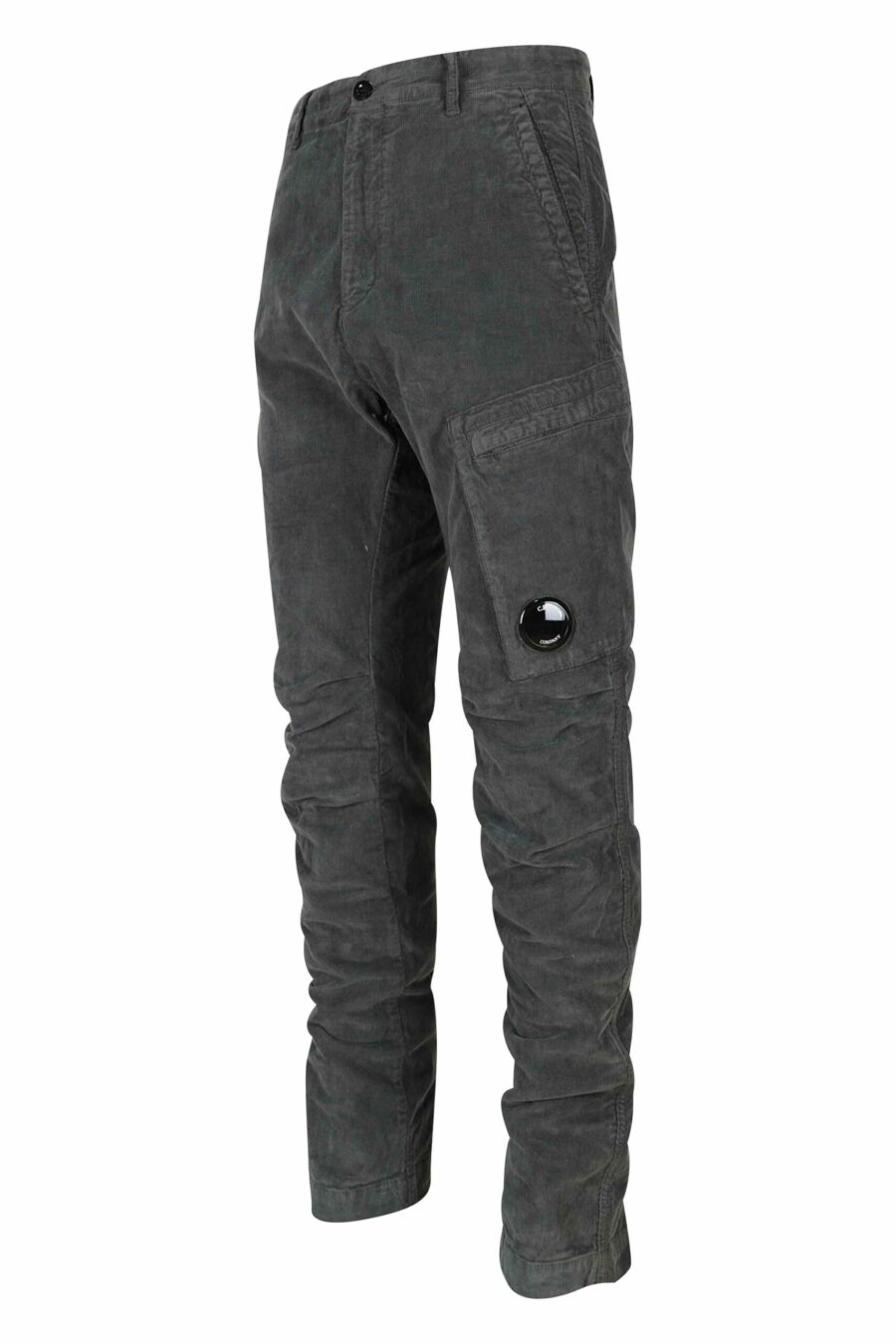 Pantalon gris en velours côtelé avec poche latérale et logo de l'objectif - 7620943650693 9 1 scaled