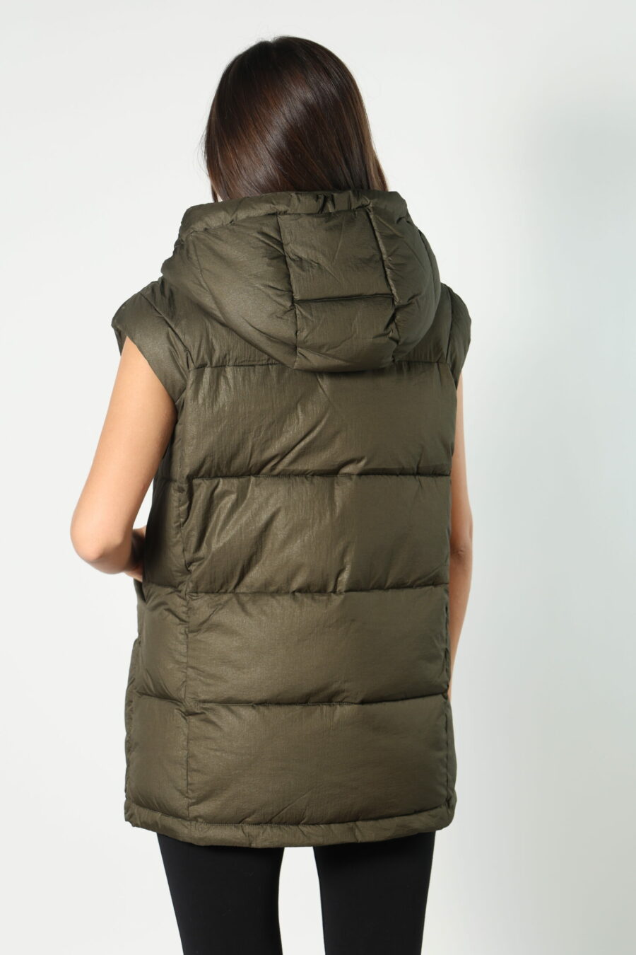 Dark green hooded waistcoat with diagonal lines - 8052865435499 293 scaled