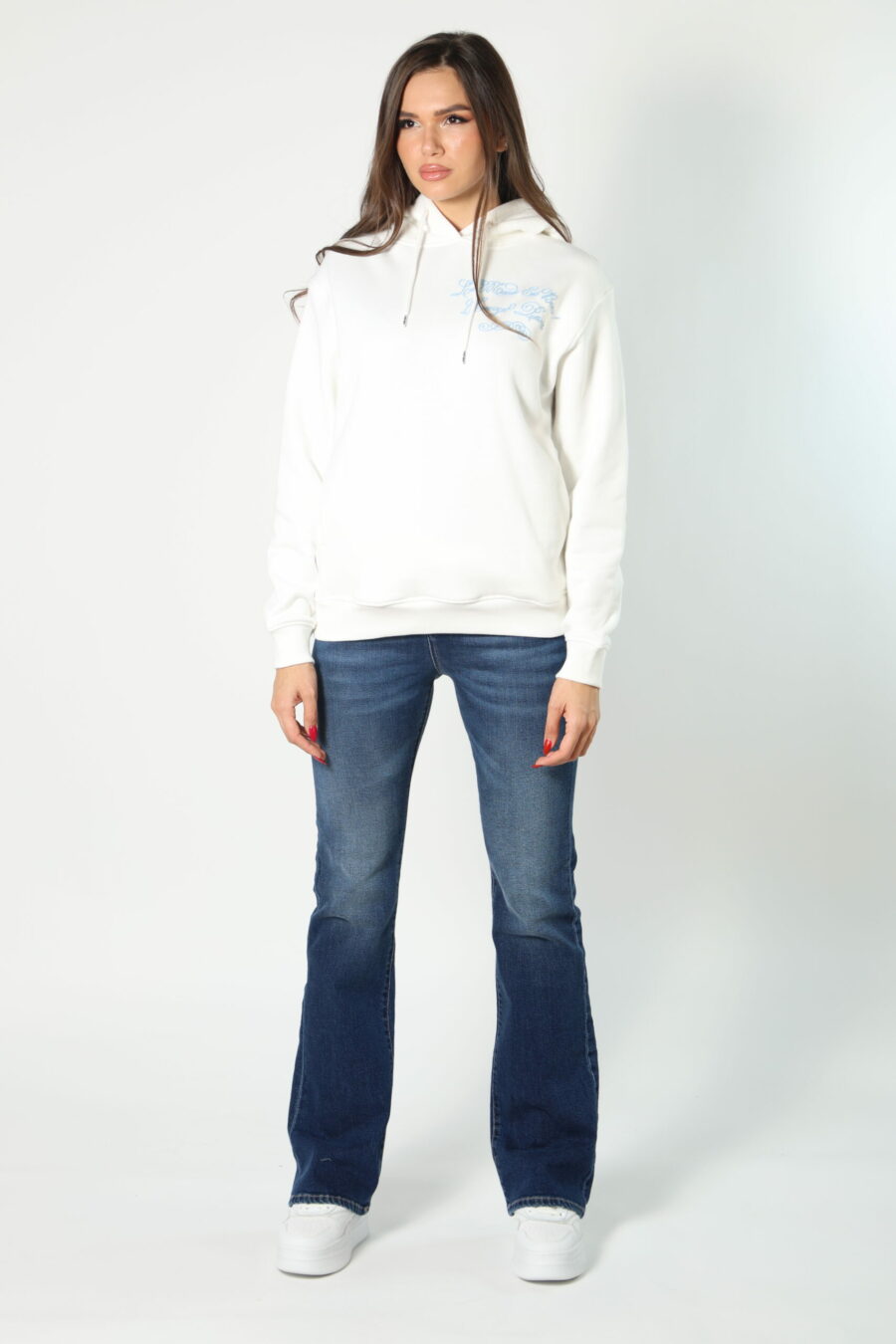 White hooded sweatshirt with mini logo "kenzo travel" - 8052865435499 336 scaled