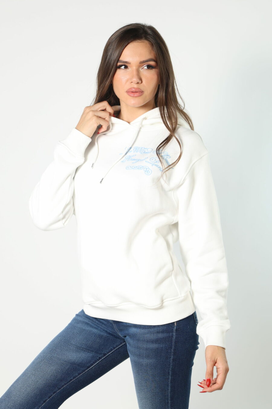 White hooded sweatshirt with mini logo "kenzo travel" - 8052865435499 337 scaled