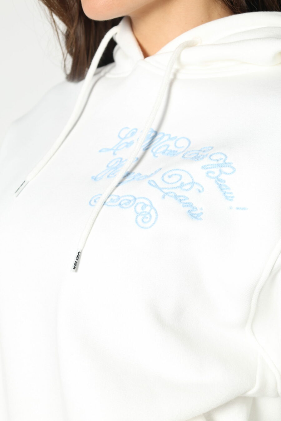 Sweat blanc à capuche avec mini logo "kenzo travel" - 8052865435499 338 échelle