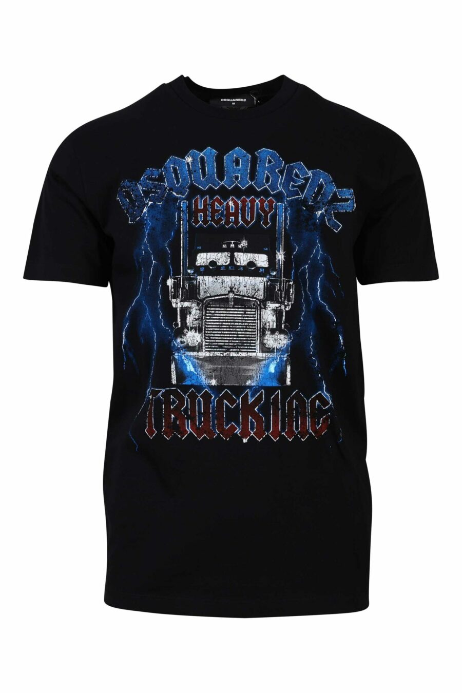 Schwarzes T-Shirt mit blauem und rotem Gothic-Maxilogo - 8054148085940 1 skaliert