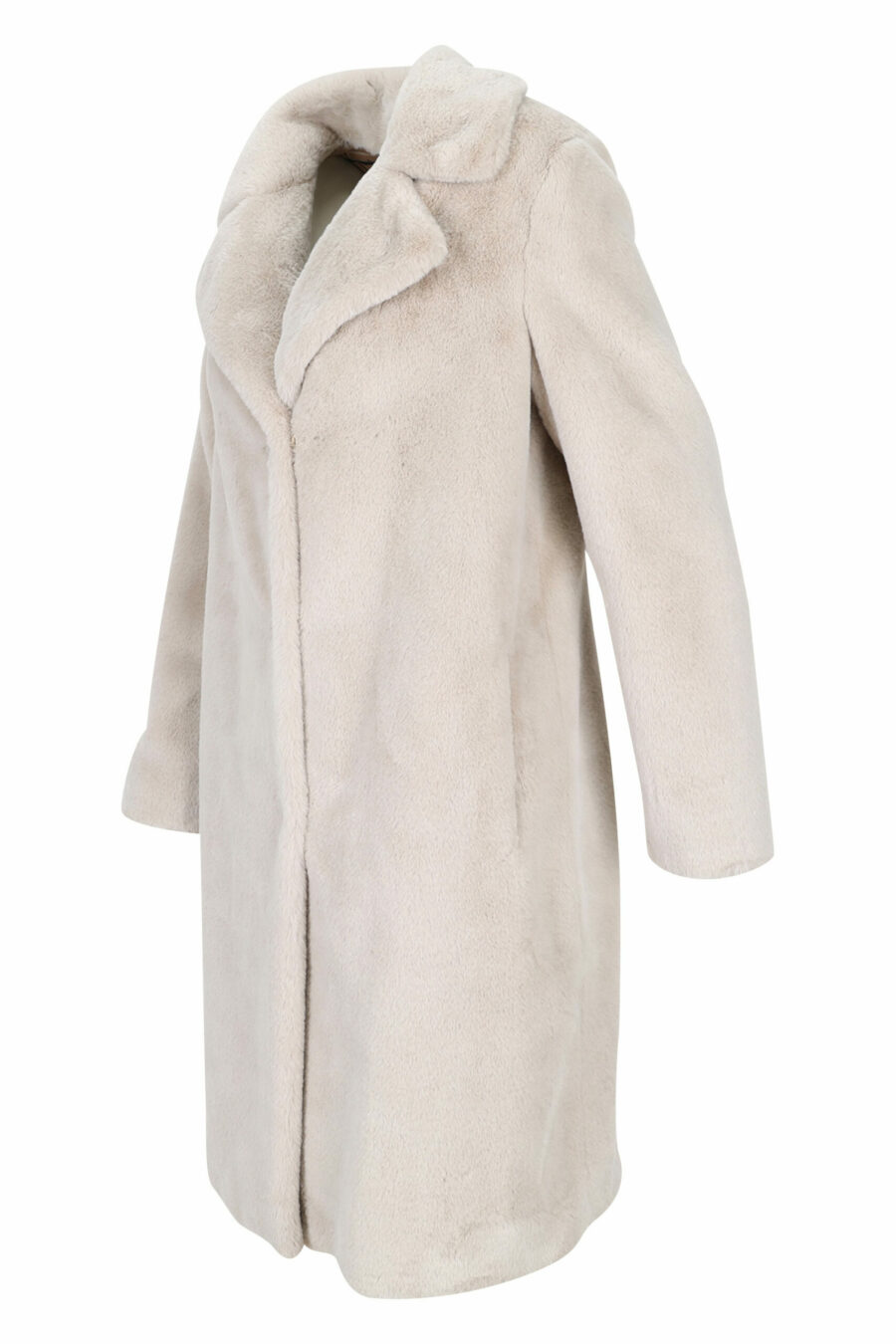 Abrigo blanco con pelo sintético efecto castor y forro interior monograma - 8055721649603 1 scaled