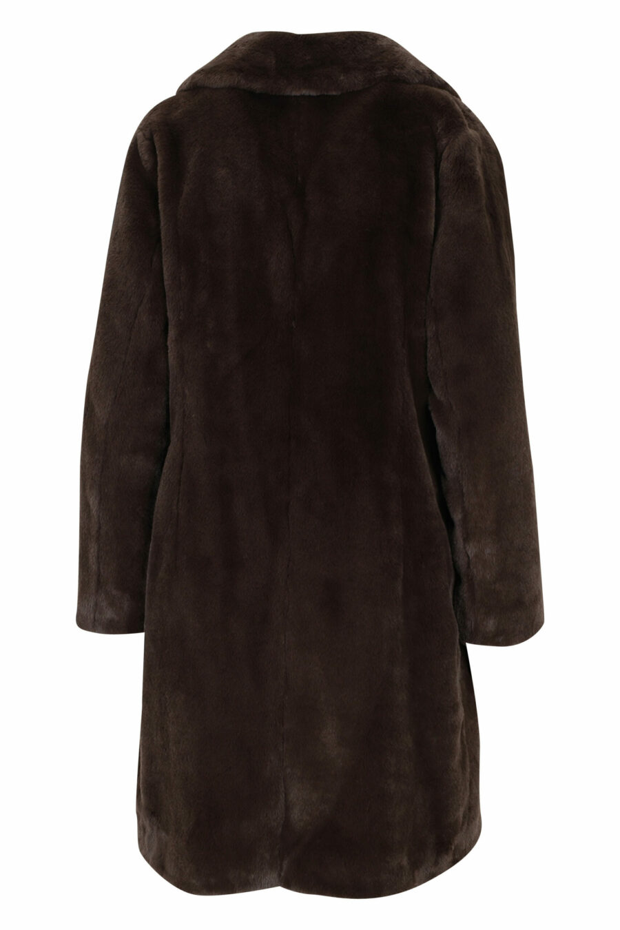 Abrigo marrón con pelo sintético efecto castor y forro interior monograma - 8055721726878 2 scaled