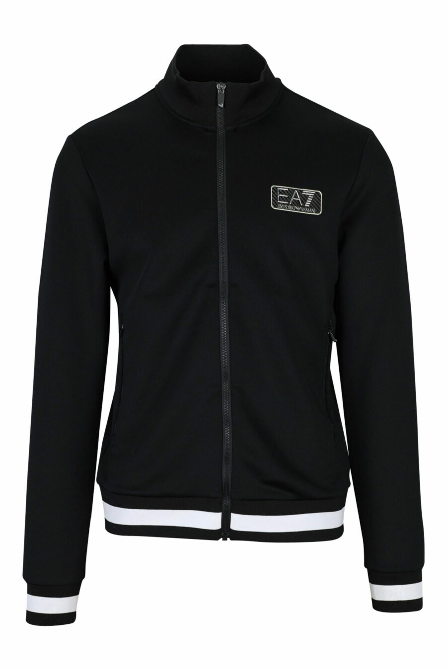 Sweat noir zippé avec mini-logo métallique "lux identity" - 8057767630782 scaled
