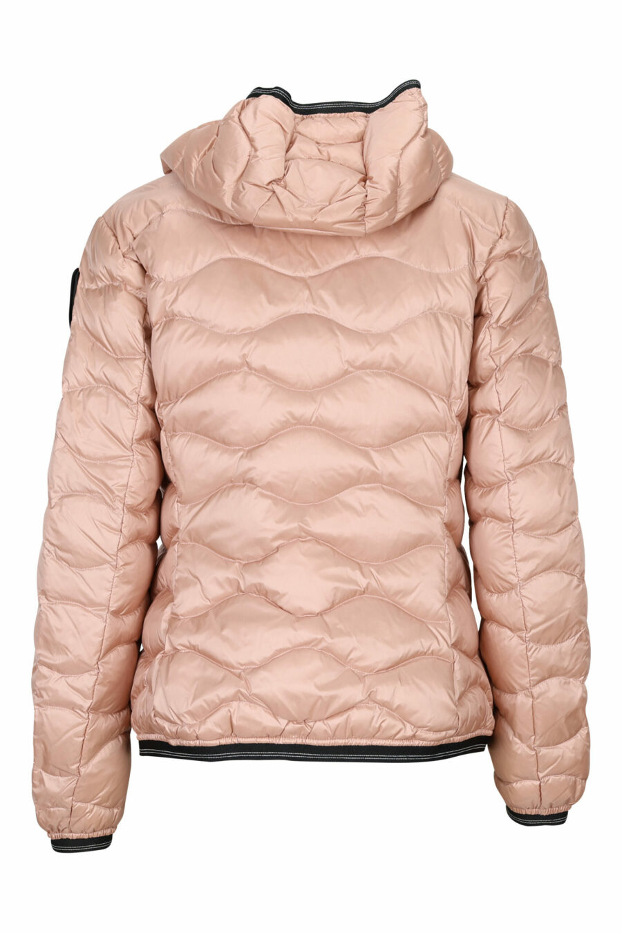 Pale pink hooded hoodie with wavy lines and logo patch - 8058610610487 2 scaled