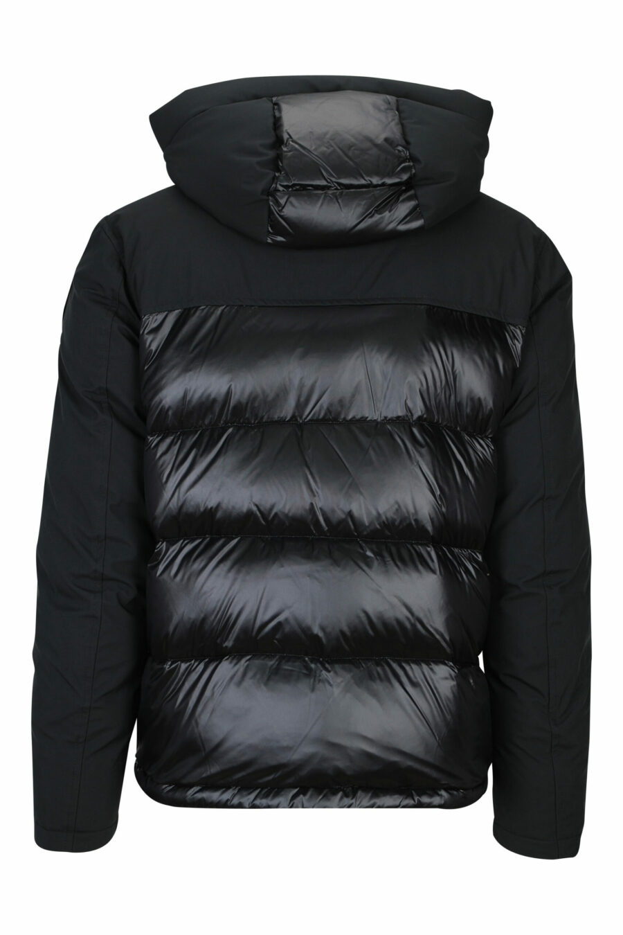 Black mix hooded jacket with logo patch - 8058610657222 2 scaled