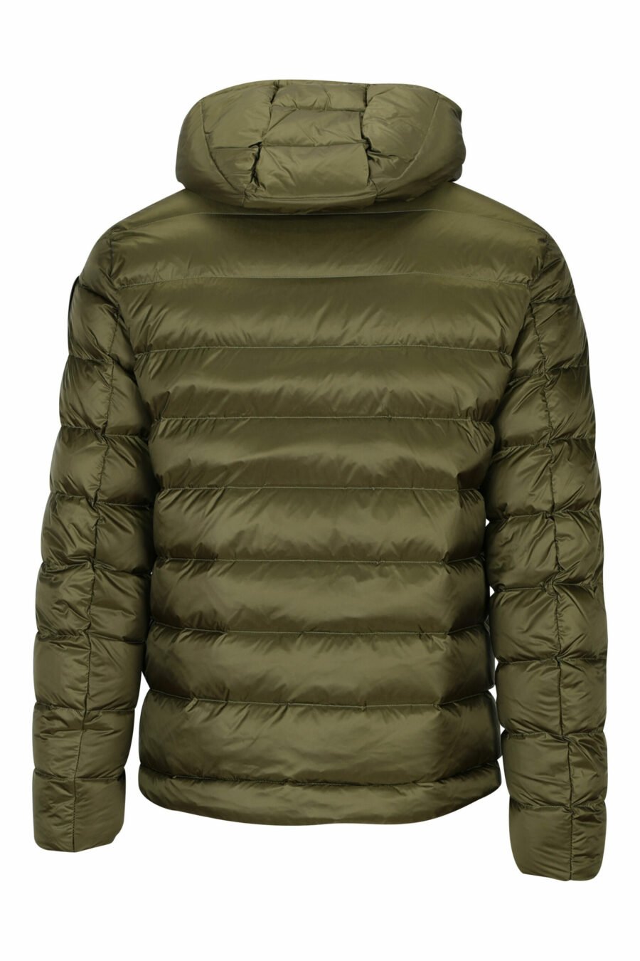 Military green hooded jacket with straight lines and yellow inside - 8058610657482 3 scaled