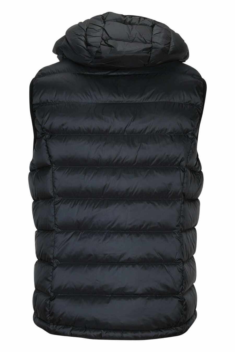 Black hooded waistcoat with straight lines and beige interior - 8058610667900 3 scaled