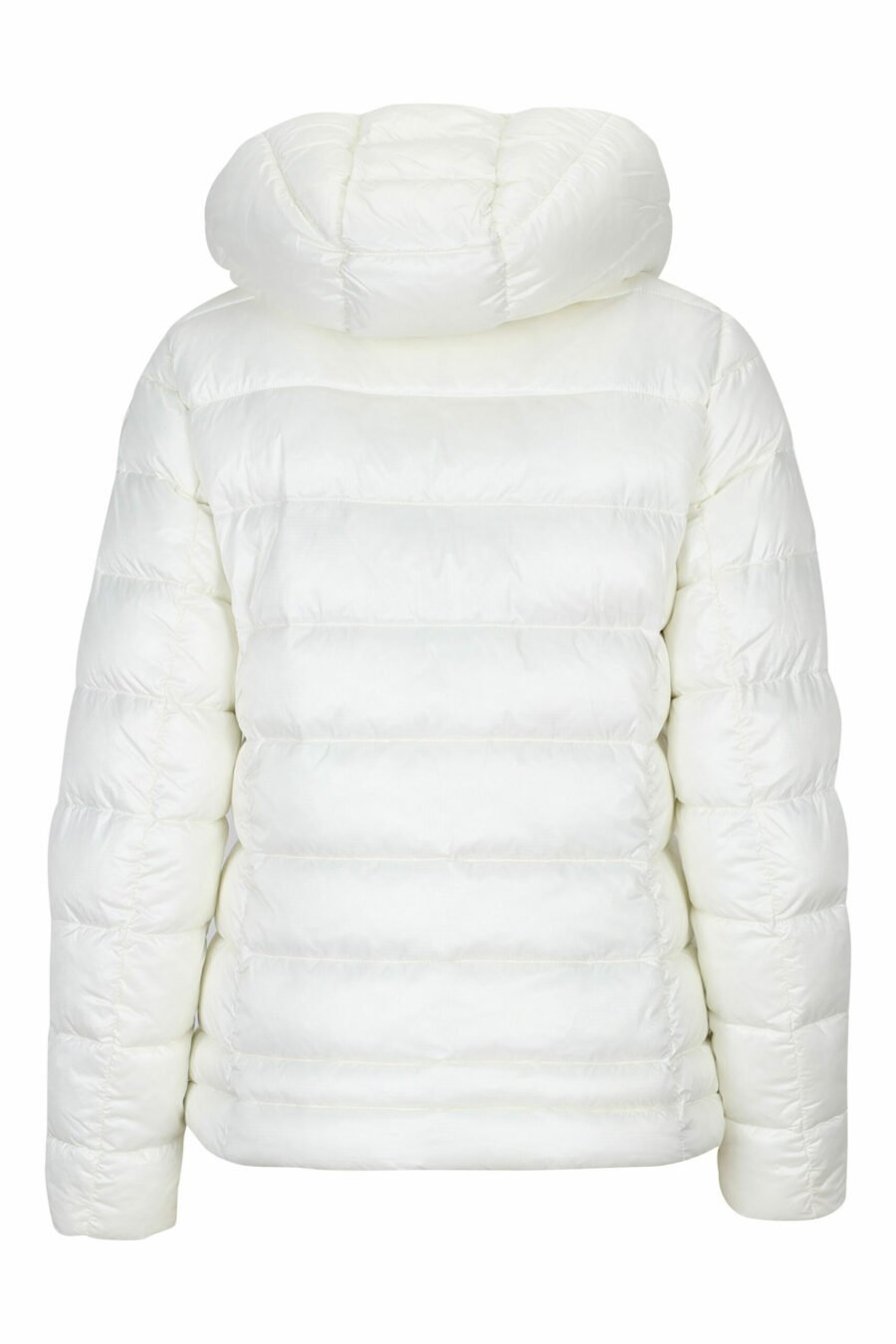 White straight lined hooded jacket with beige inside with logo patch - 8058610675653 3 scaled