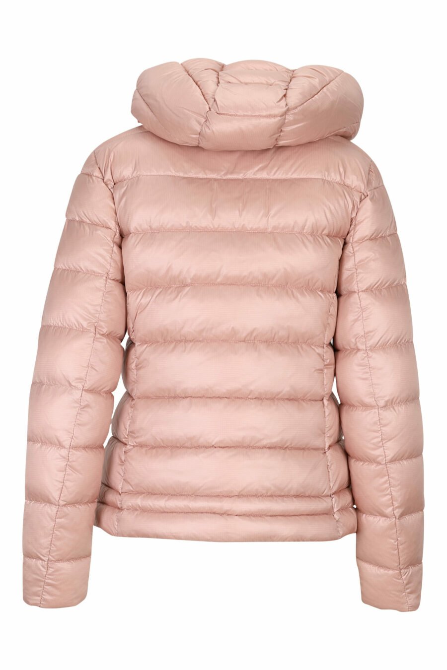 Pale pink straight lined hooded jacket with purple inside with logo patch - 8058610675660 3 scaled
