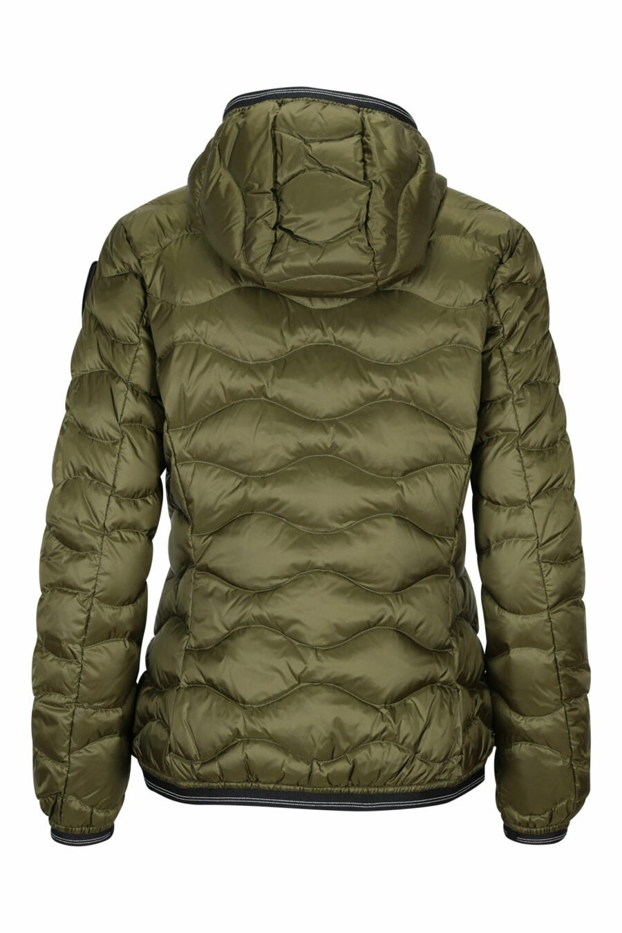 Military green hooded hooded jacket with wavy lines and logo patch - 8058610681951 2 scaled