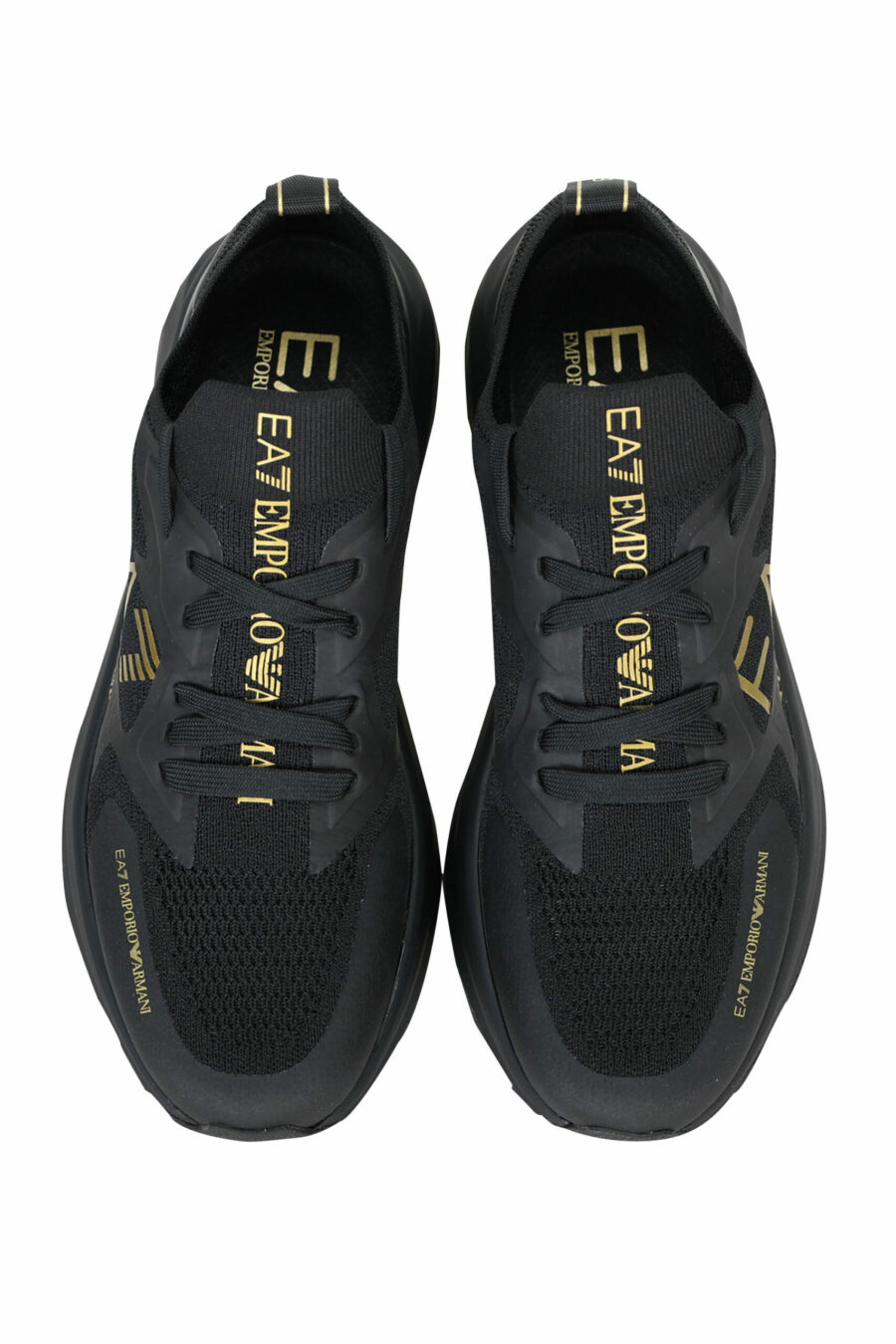 Black trainers with gold "lux identity" maxilogo and black sole - 8059515428016 4 scaled