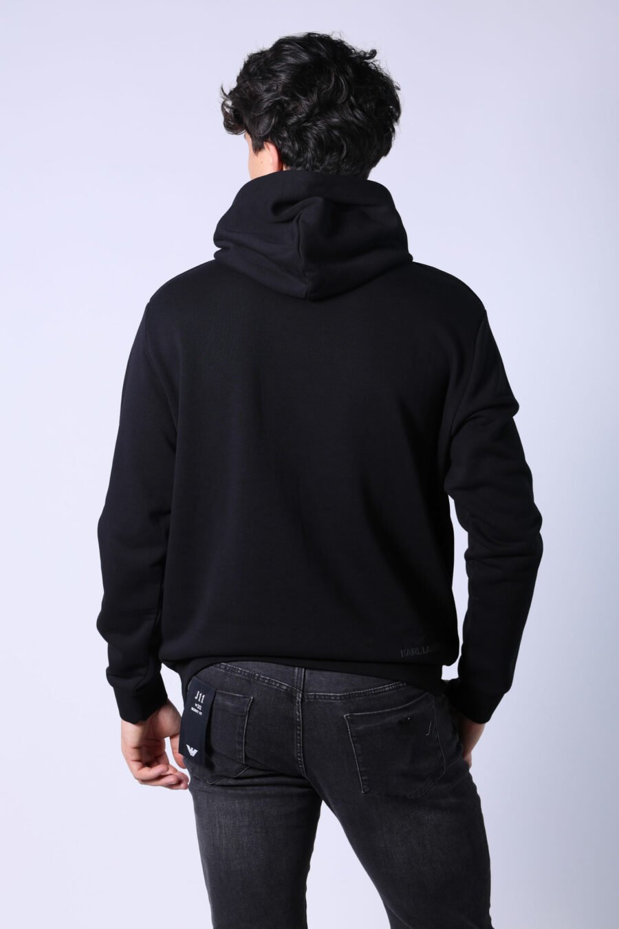 Black hooded sweatshirt with gold lettering "rue st guillaume" logo - Untitled Catalog 05730