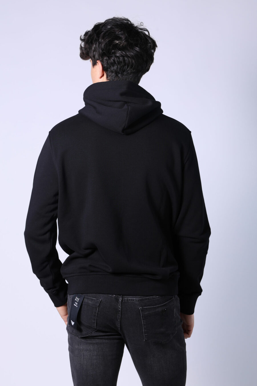 Black hooded sweatshirt with zips and rubber minilogue - Untitled Catalog 05742