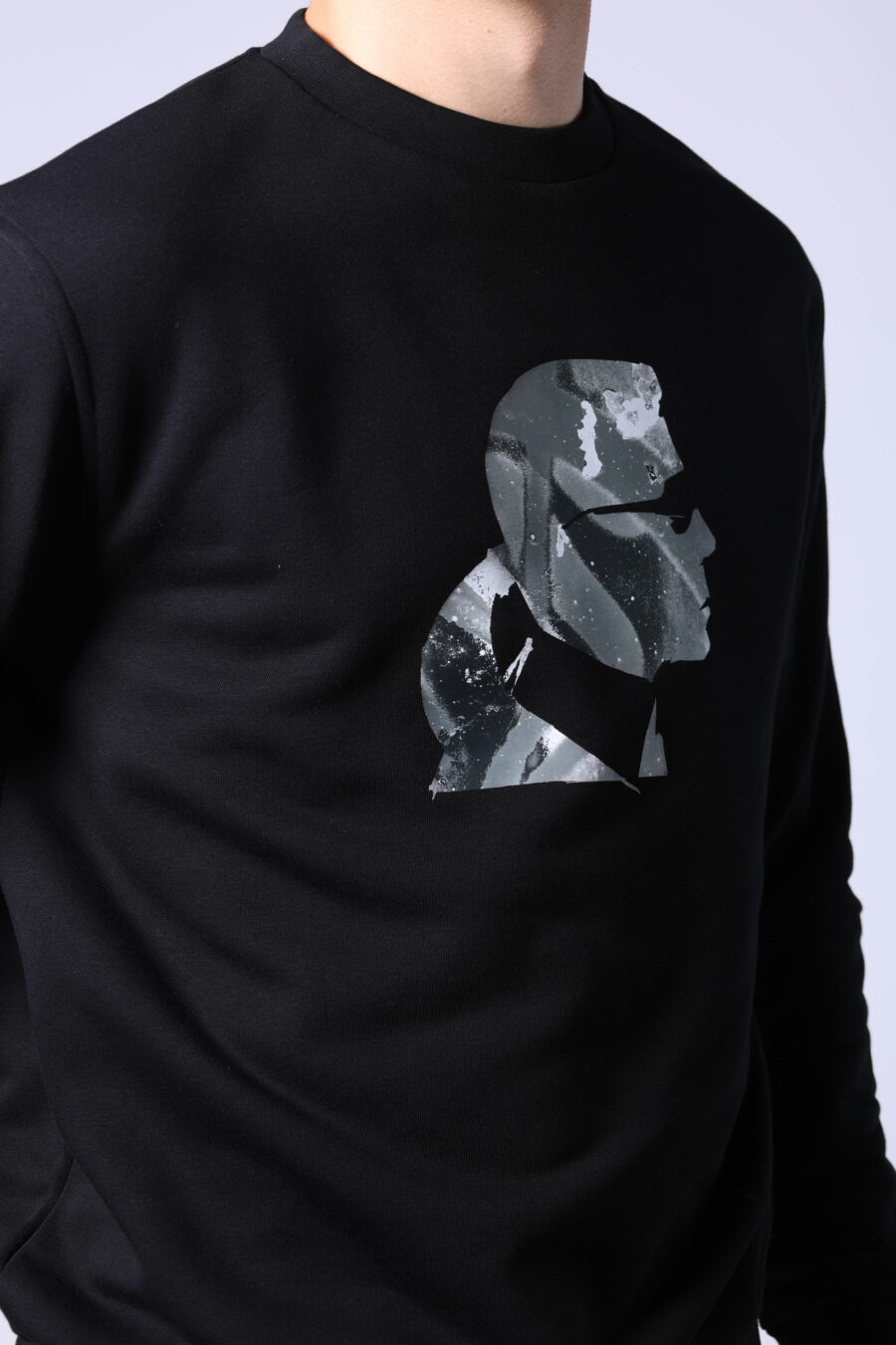 Black sweatshirt with "karl" camouflage profile - Untitled Catalog 05773
