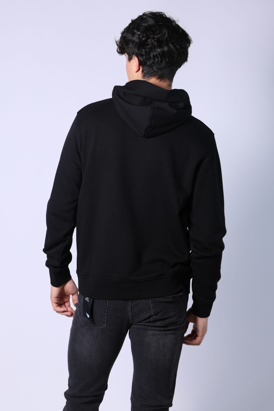 Black sweatshirt with zip and monochrome minilogue - Untitled Catalog 05786