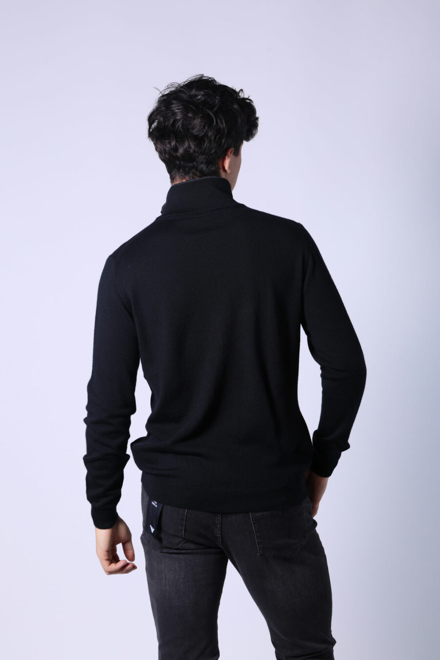 Schwarzes Sweatshirt mit Reißverschluss und monochromem Mini-Logo - Untitled Catalog 05790
