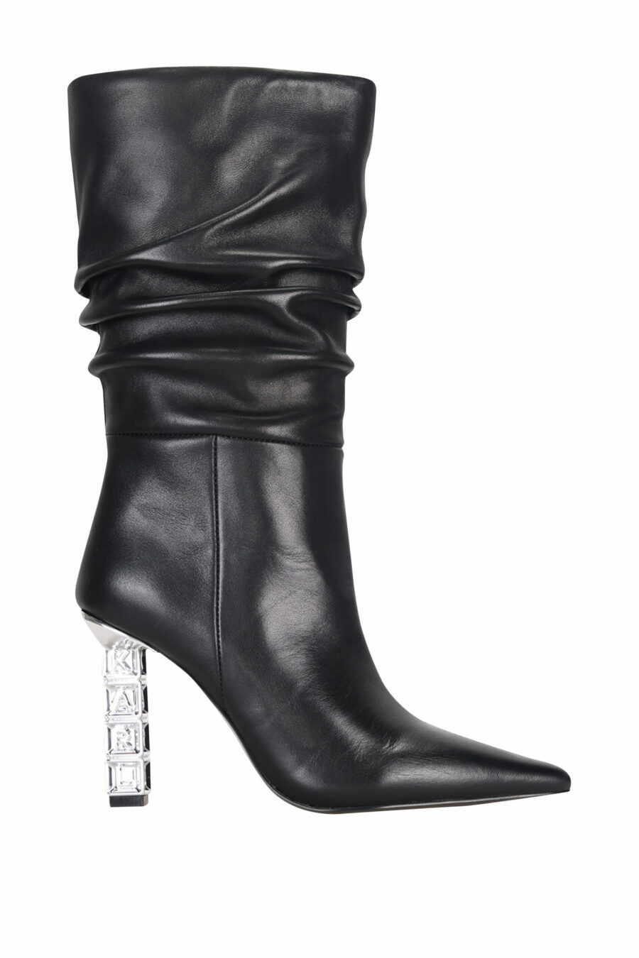 Black mix boots with heel and silver chain - 5059529313073 scaled