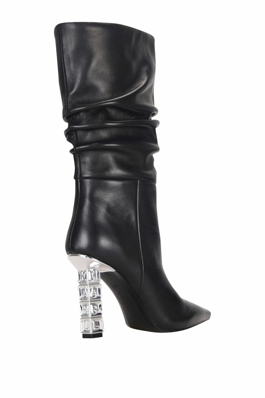 Black mix boots with heel and silver chain - 5059529313073 1 scaled