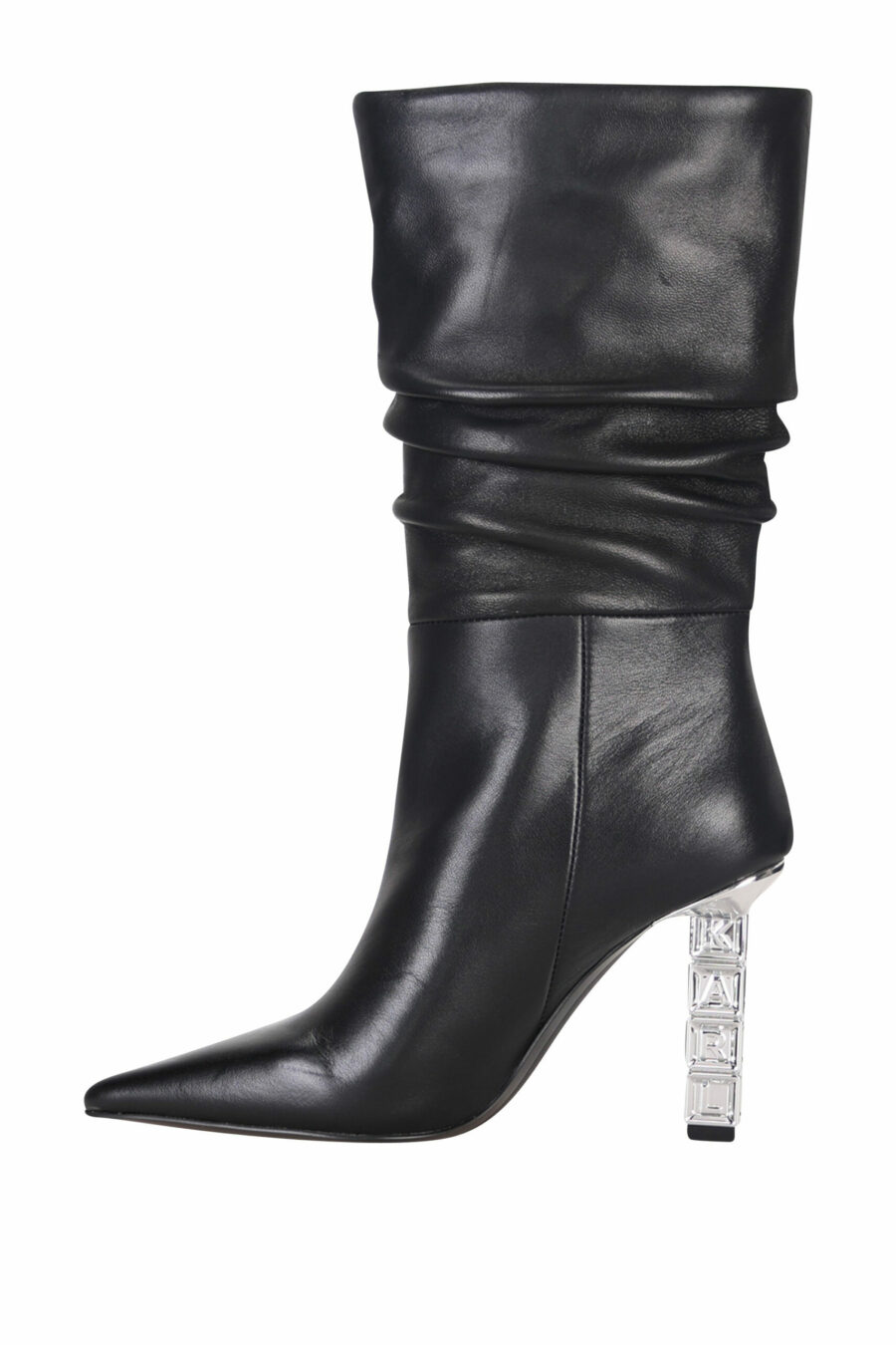 Black mix boots with heel and silver chain - 5059529313073 2 scaled