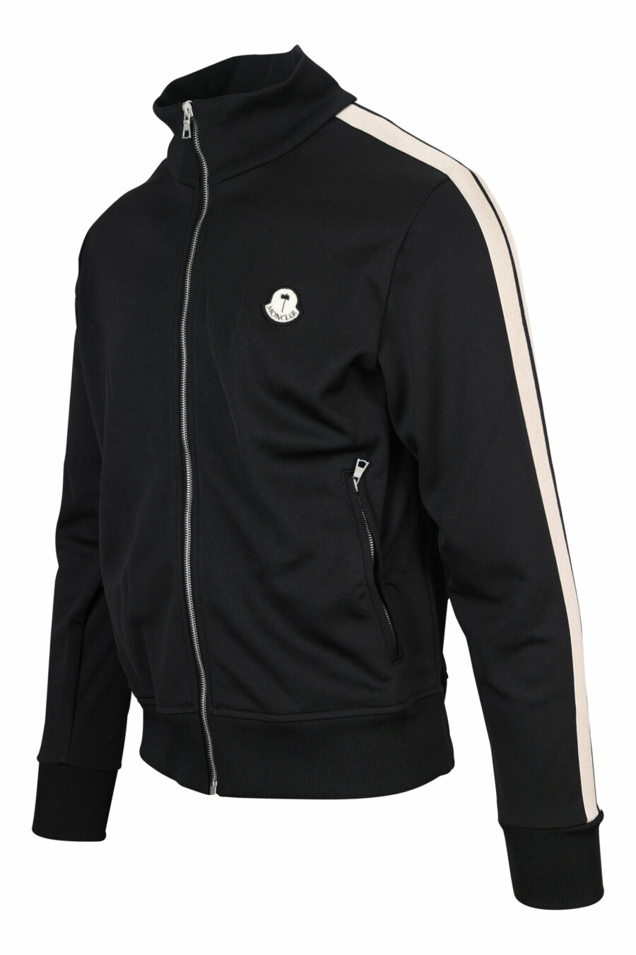 Schwarzes Sweatshirt mit Reißverschluss und weißen Seitenstreifen - 8057151109108 1 skaliert