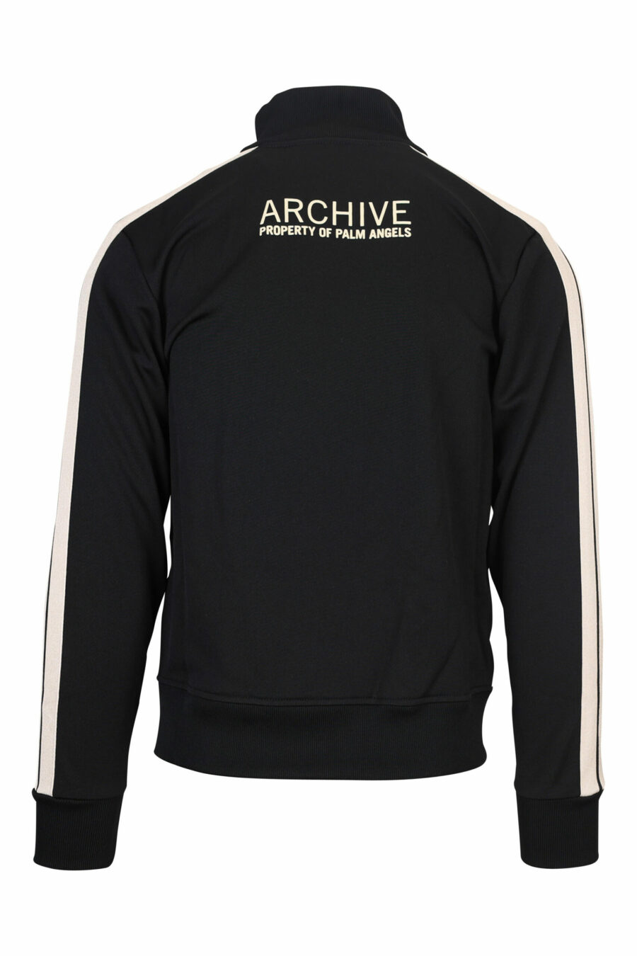 Sweatshirt noir avec fermeture éclair et rayures latérales blanches - 8057151109108 2 échelle