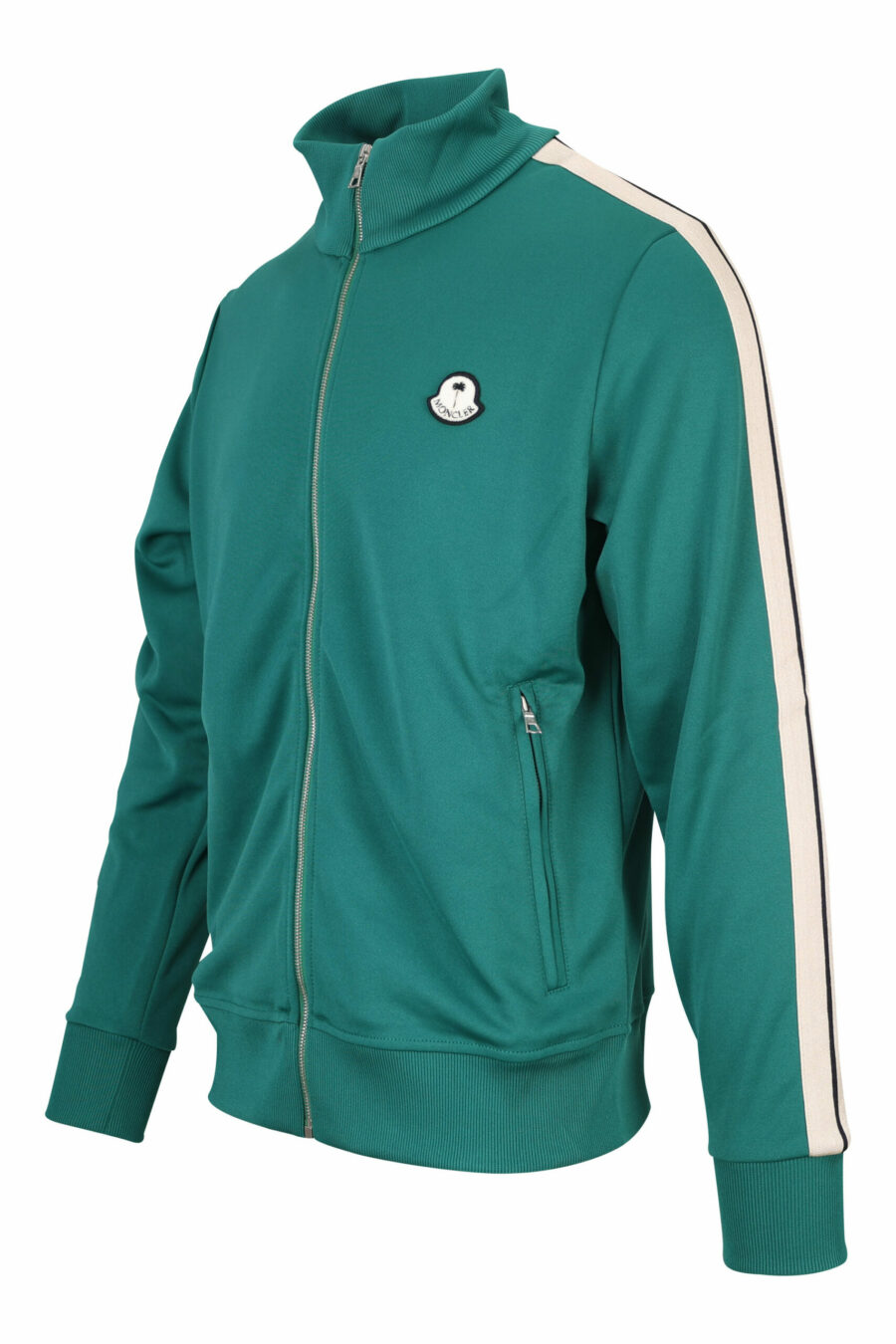 Grünes Sweatshirt mit Reißverschluss und weißen Seitenstreifen - 8057151109160 1 skaliert