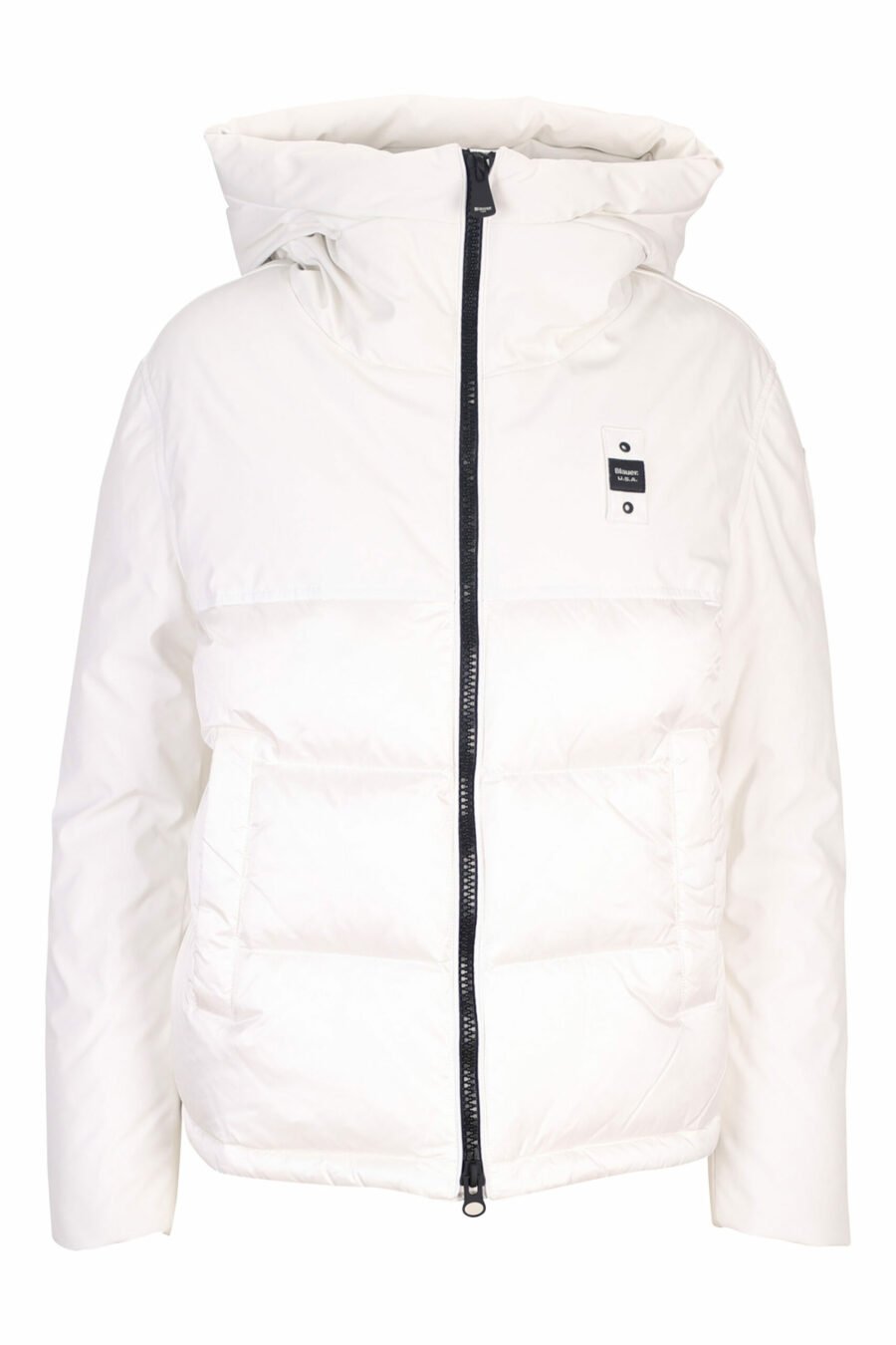 Veste blanche à capuche doublée droite avec patch logo - 8058610610753 scaled