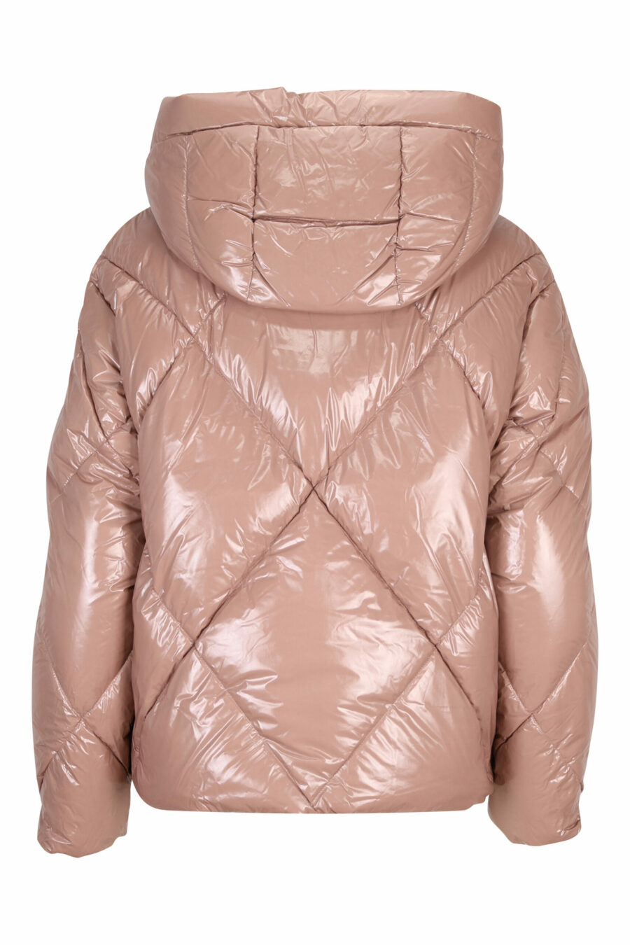 Pale pink hooded jacket with diagonal lines and logo patch - 8058610611965 2 scaled