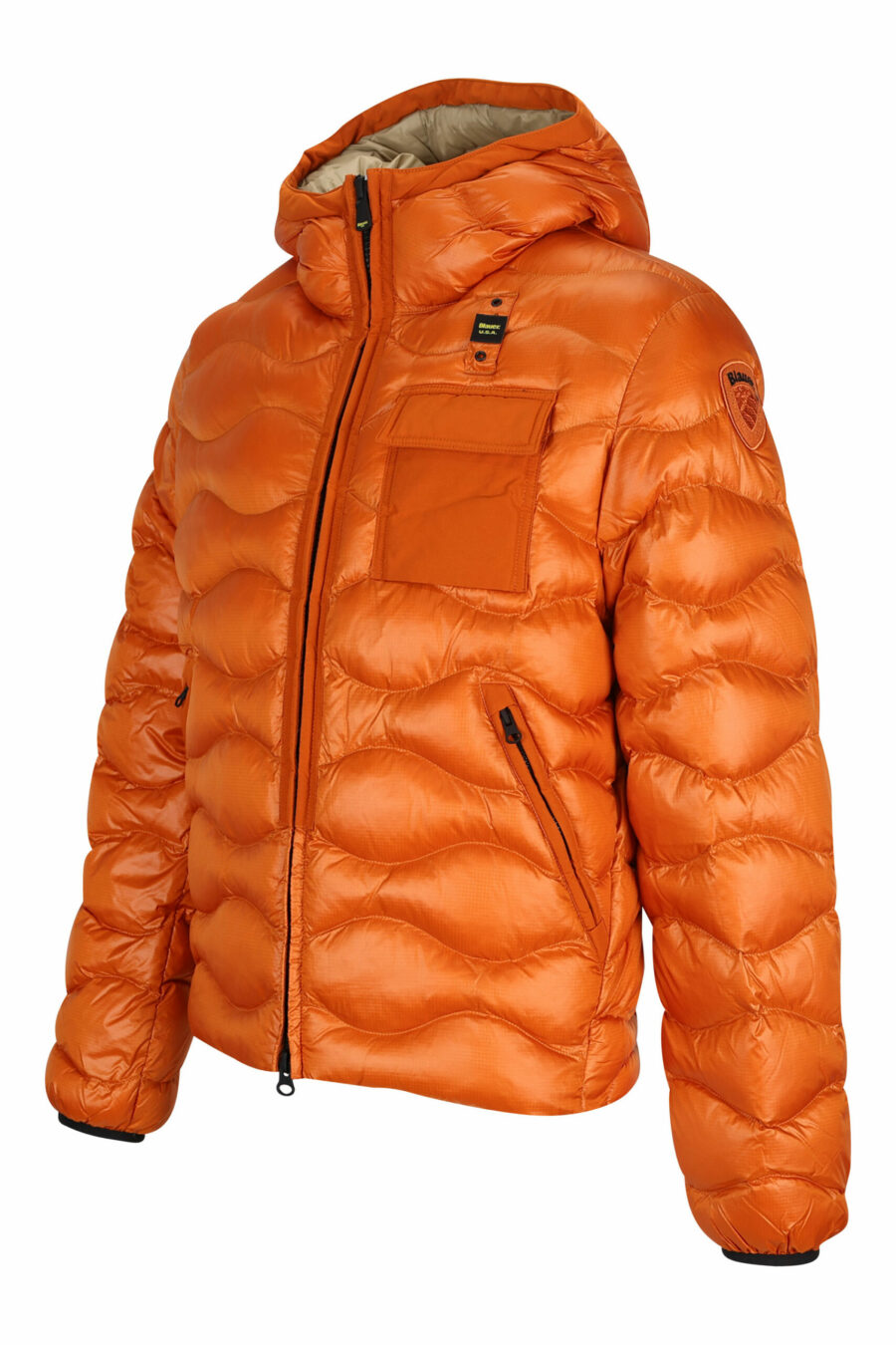 Veste à capuche orange avec lignes ondulées et doublure beige - 8058610697631 à l'échelle 1